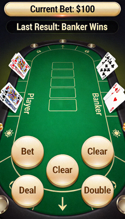 Antarmuka permainan Live Casino Baccarat yang dioptimalkan untuk layar sentuh