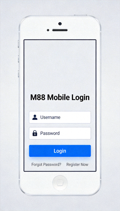 Tampilan halaman login M88 mobile pada smartphone dengan form input yang jelas